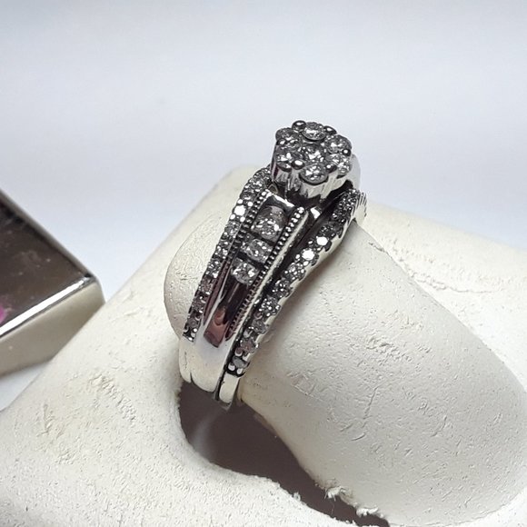 Estate .55ctw Diam FlowerTop 14Kt 3pc Bridal#14776 - Picture 1 of 6
